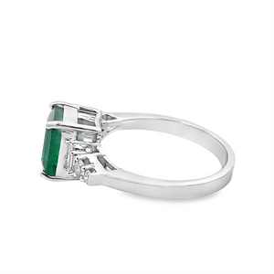 Emerald Cut Emerald & Diamond Ring