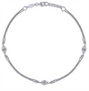 Gabriel & Co. Fashion Multi Row 925 Sterling Silver Chain Ankle Bracelet with White Sapphire Marquise Stations