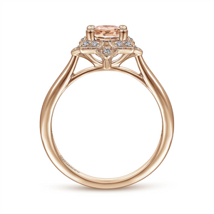 Gabriel & Co. Fashion 14K Rose Gold Floral Diamond Halo Round Morganite Ring