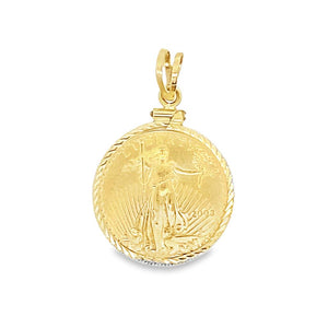 Yellow 24Kt/14Kt Incased Lady Liberty Coin Pendant Estate Jewelry Gram