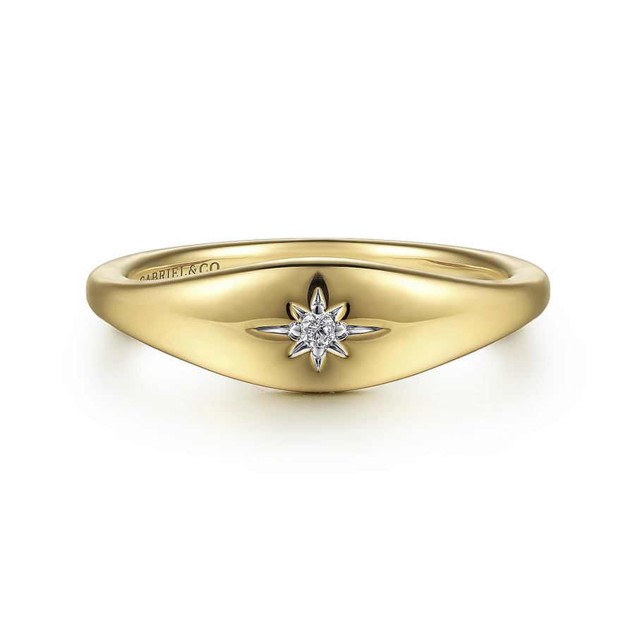 Gabriel & Co. Fashion 14K Yellow Gold Diamond Starburst Ring