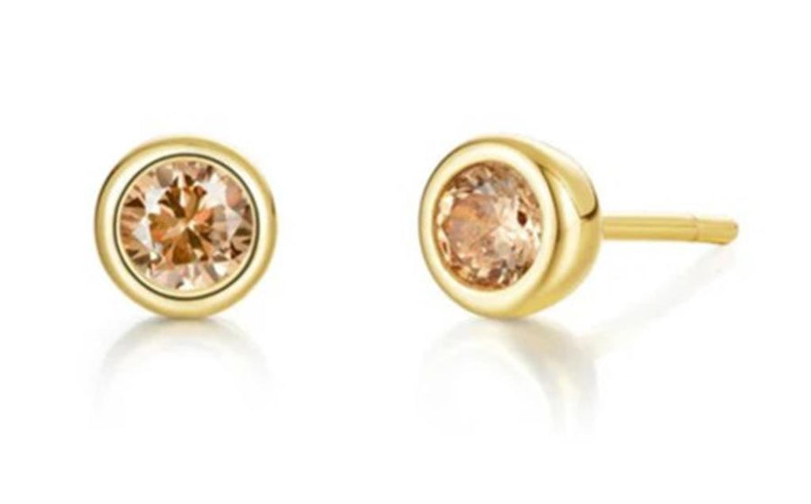 Lafonn Yellow Gold Plated Sterling Silver Bezel Stud