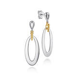 Lady's Two-Tone Sterling Silver/14 Karat Oval Drop Earrings Earrings D