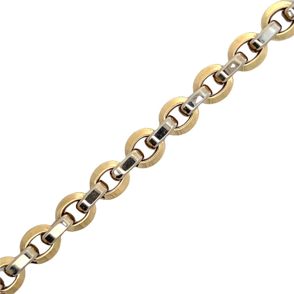 Two-Tone 14 Karat Oval Link Bracelet Estate Jewelry Length 7.25 Gram W