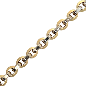 Two-Tone 14 Karat Oval Link Bracelet Estate Jewelry Length 7.25 Gram W