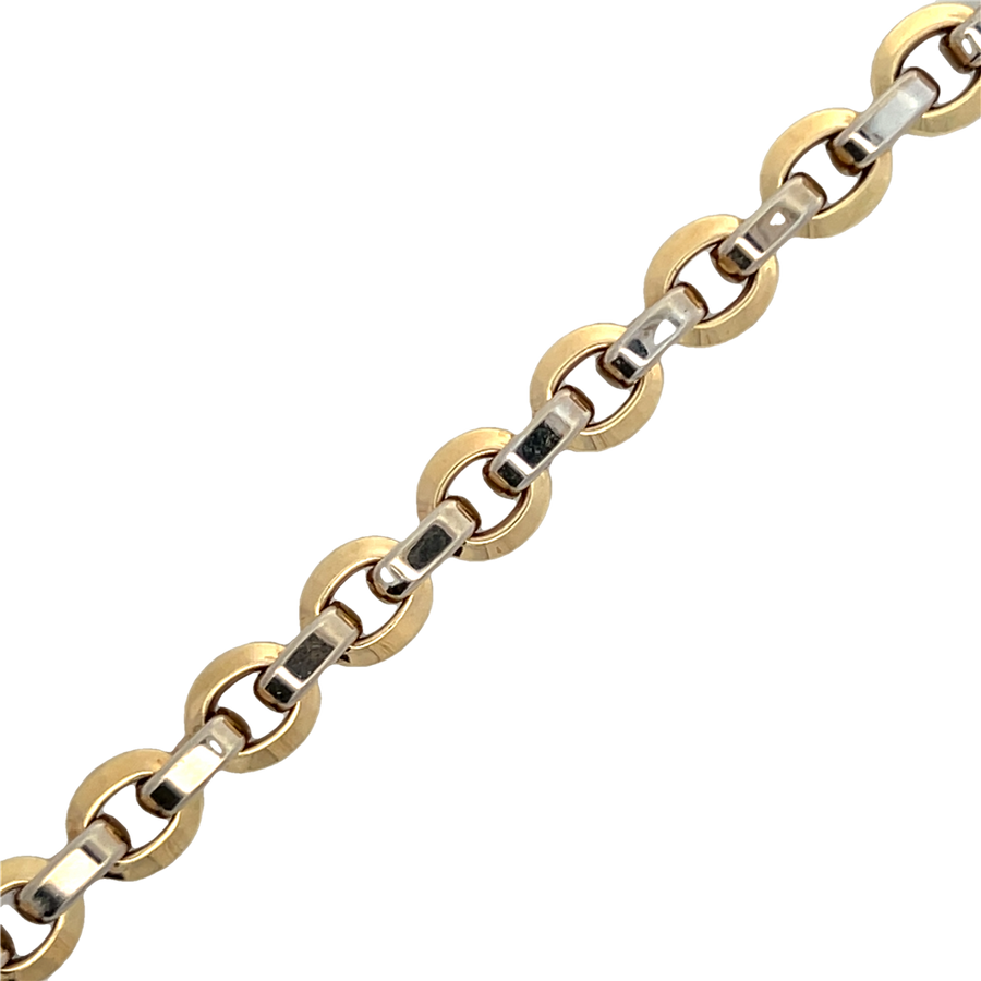 Two-Tone 14 Karat Oval Link Bracelet Estate Jewelry Length 7.25 Gram W