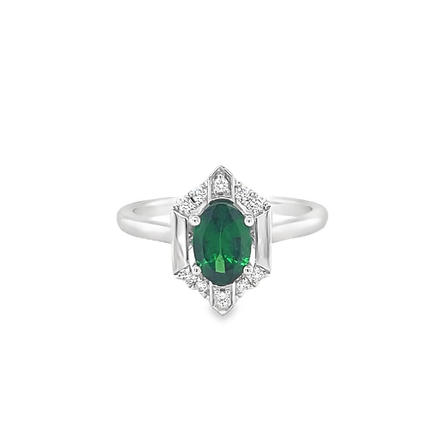 Tsavorite Garnet 14 Karat White Fashion Ring