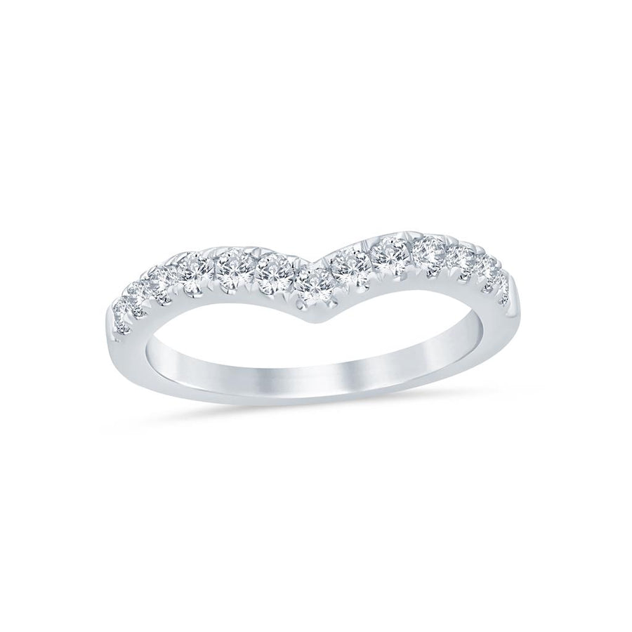Lady's White 14 Karat "V" Wedding/Anniversary Ring Size 6.5 13 0.50TW