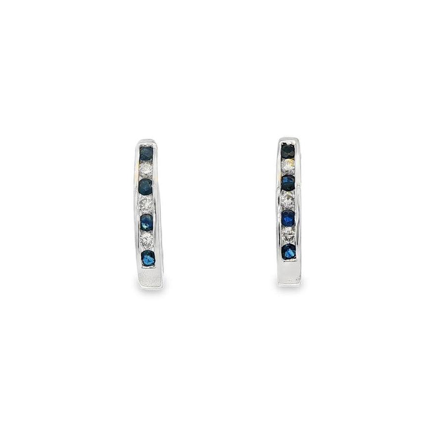Diamond And Sapphire Hoop Earrings