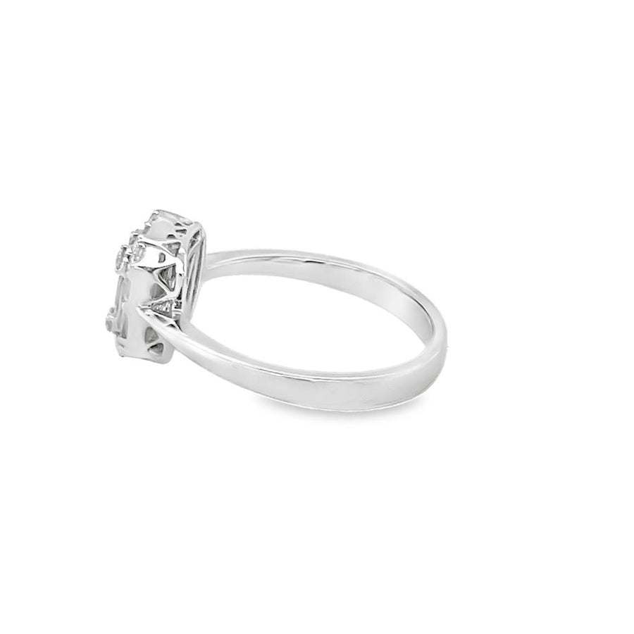 Lady's White 18 Karat Emerald Cluster Diamond Engagement Ring