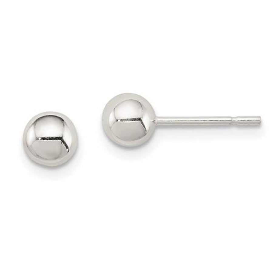 Lady's Sterling Silver 5Mm Ball Stud Earrings