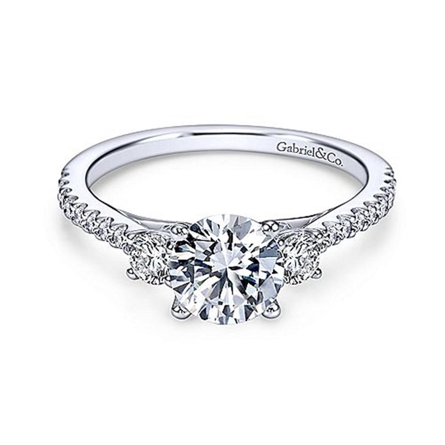 Gabriel & Co. Chantal - 14K White Gold Round Three Stone Diamond Engagement Ring