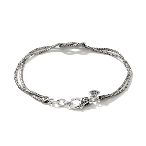 John Hardy Classic Chain Silver Manah 1.8mm Chain Double Row Bracelet with Lobster Clasp