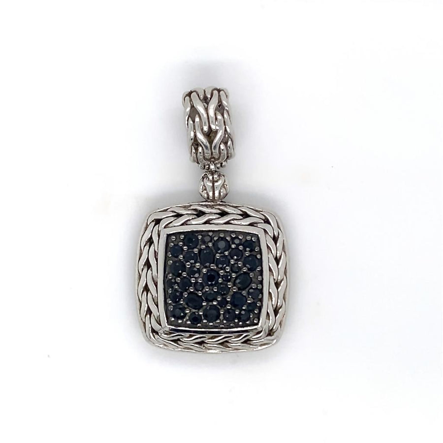 Sterling Silver John Hardy Classic Chain Square Black Sapphire Pendant