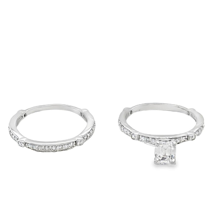 Estate Emerald Cut Diamond Bridal Set
