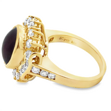 Estate Cabochon Ruby & Diamond Halo Ring