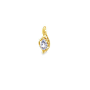 Yellow 14 Karat Tanzanite Freeform Pendant Estate Jewelry one 7.10x4.90mm Pear Tanzanite Gram Weight: 1.45