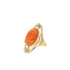 Yellow 14 Karat Coral Cameo Ring Estate Jewelry Size 3.25 one 12.90x9.30mm OVAL Coral
2=2.00x2.00mm Round Pearls Gram Weight: 3.44