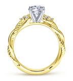 Gabriel & Co Two-Tone Twisted Rope Diamond Cluster Engagement Ring Mounting
