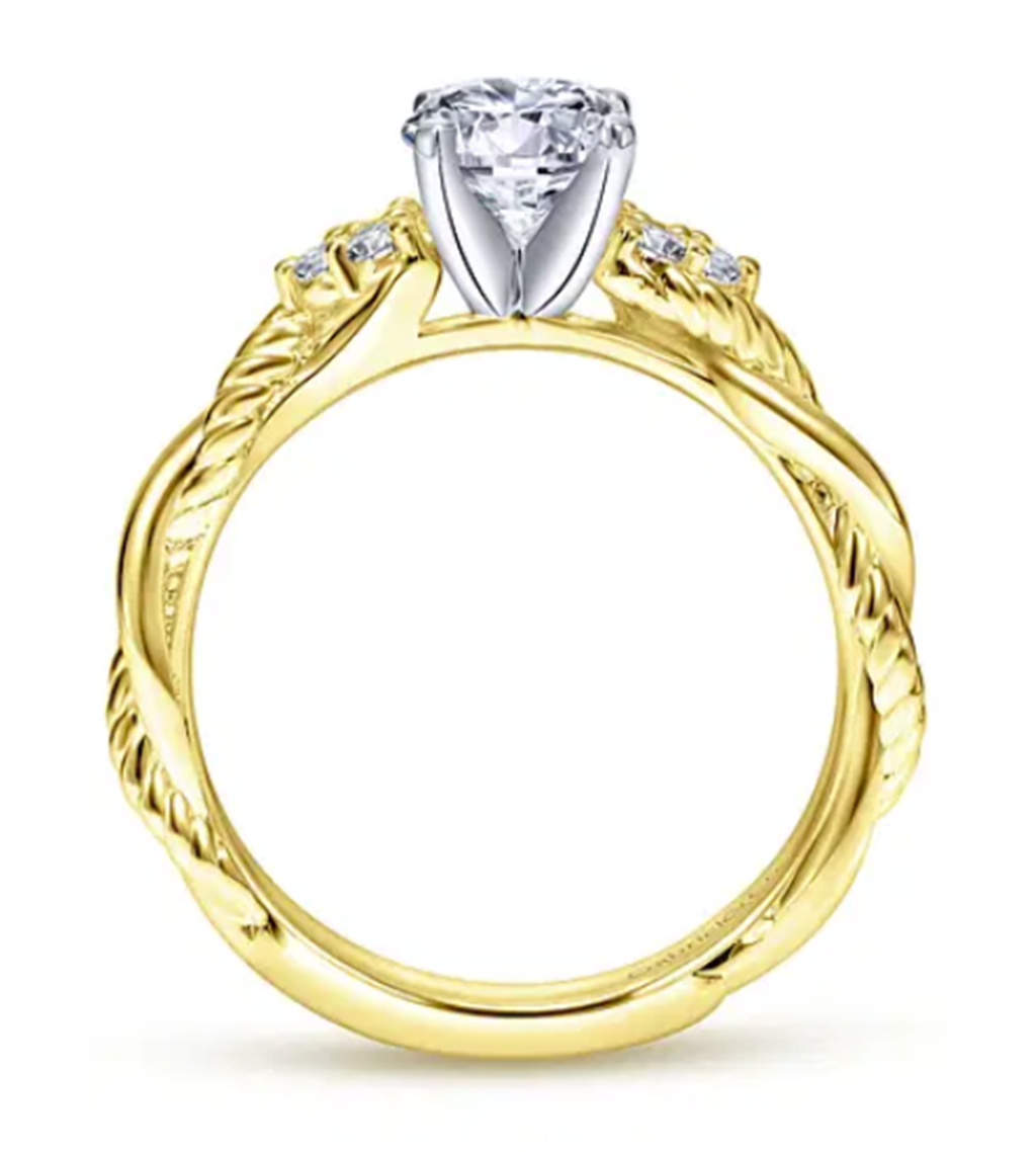 Gabriel & Co Two-Tone Twisted Rope Diamond Cluster Engagement Ring Mounting