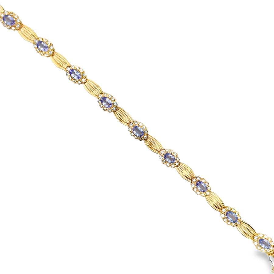 Estate Tanzanite & Diamond Halo Tennis Bracelet
