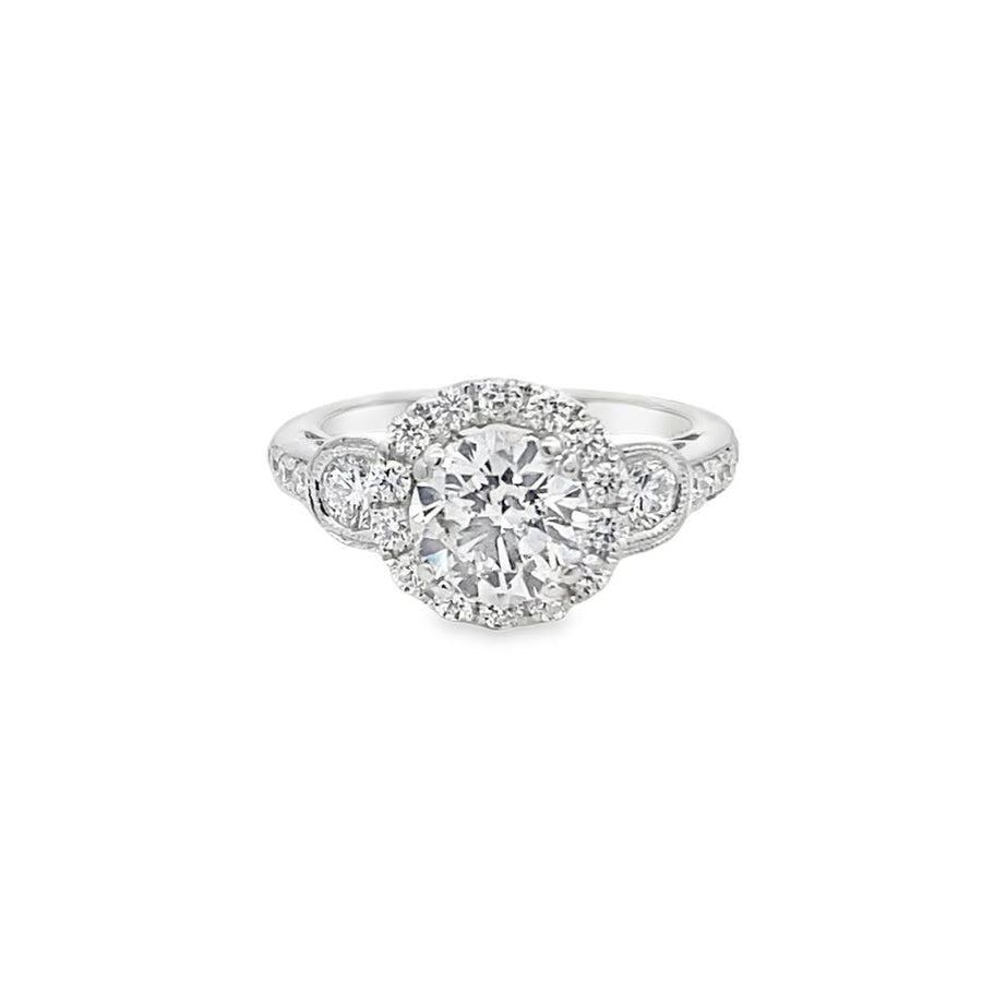 18 Karat White Diamond Halo Engagement Ring Semi-mount (no center ston