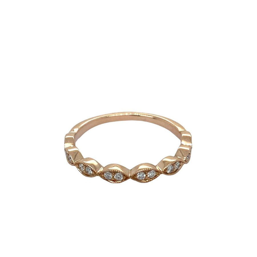 Rosé 14 Karat Milgrain Scalloped Band Estate Jewelry Size 8.25 With 16