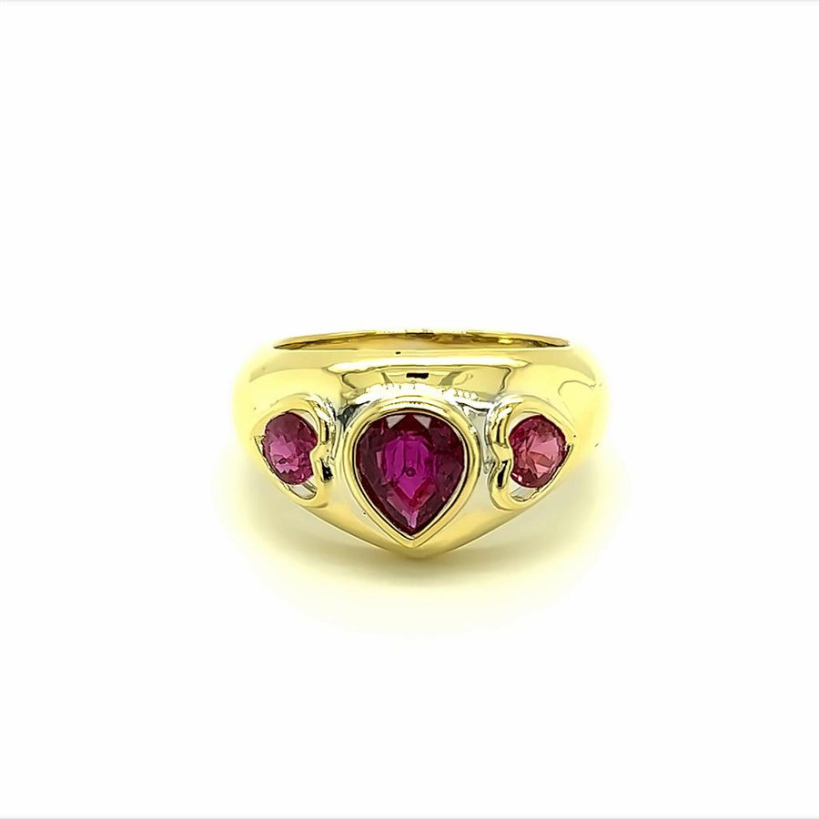 Estate Three Stone Ruby Ring