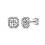 Gabriel & Co. Fashion 14K White Gold Clover Cutout Diamond Stud Earrings