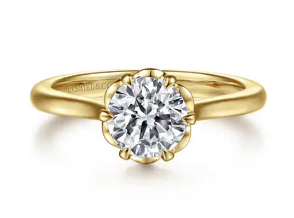 Gabriel & Co Bridal Solitaire with Floral Basket Engagement Ring Mounting