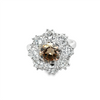 Light Pinkish Brown Halo Diamond Ring