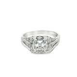 Antique Style Asscher Cut Diamond Bridal Set