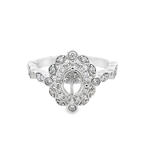 Lady's White 18 Karat Fancy Double Halo Ring