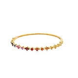 Yellow 14 Karat Bangle Bracelet = 1.72TWT Round Sapphires