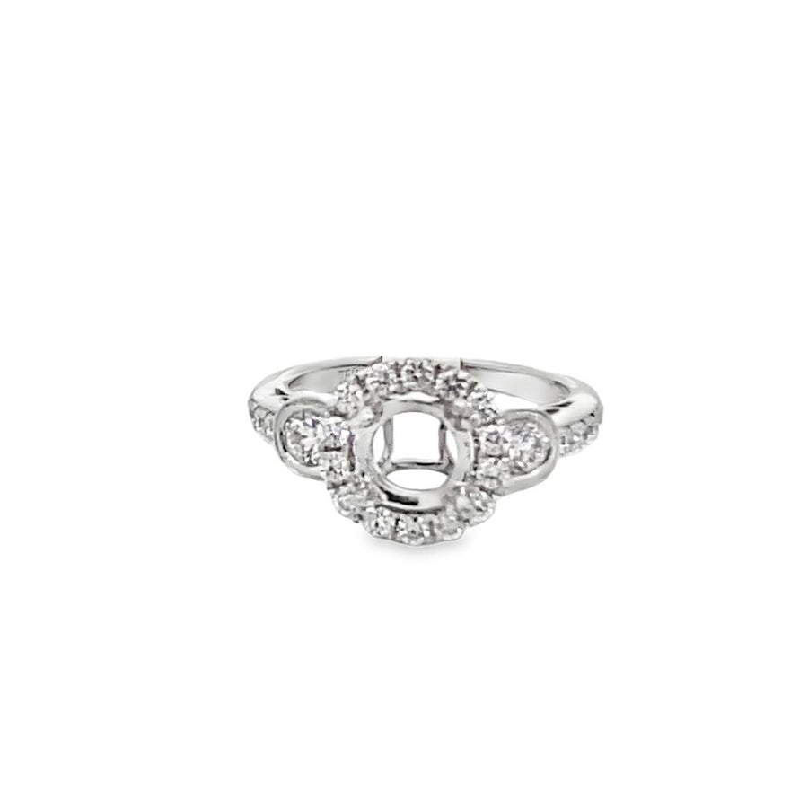 18 Karat White Diamond Halo Engagement Ring Semi-mount (no center ston