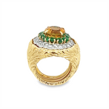 Estate Yellow Sapphire and Emerald Ring