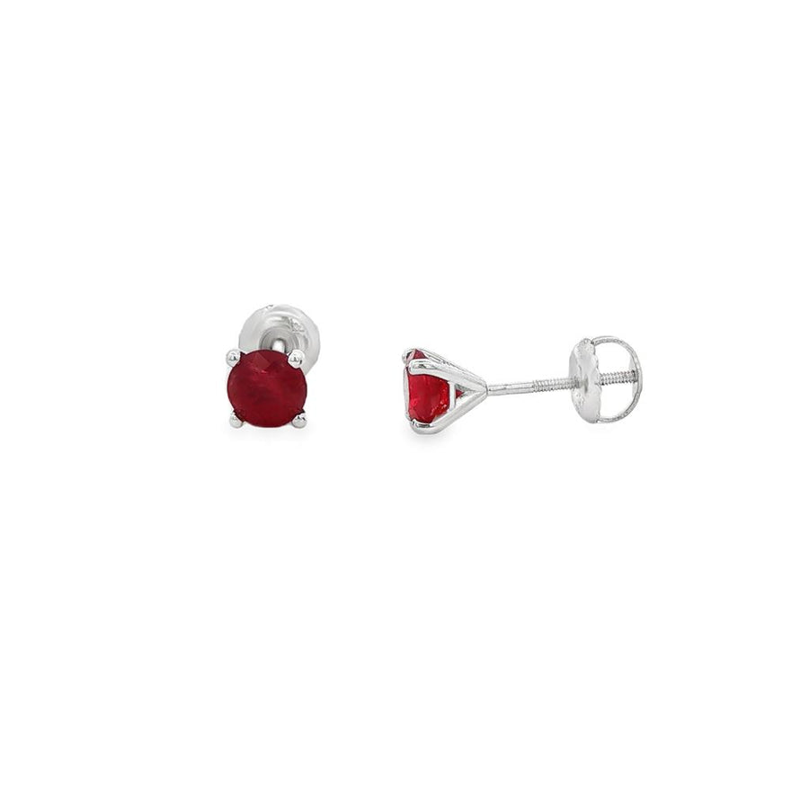 Lady's White 14 Karat 4-Prong With Screwbacks Stud Earrings With 2 = 1