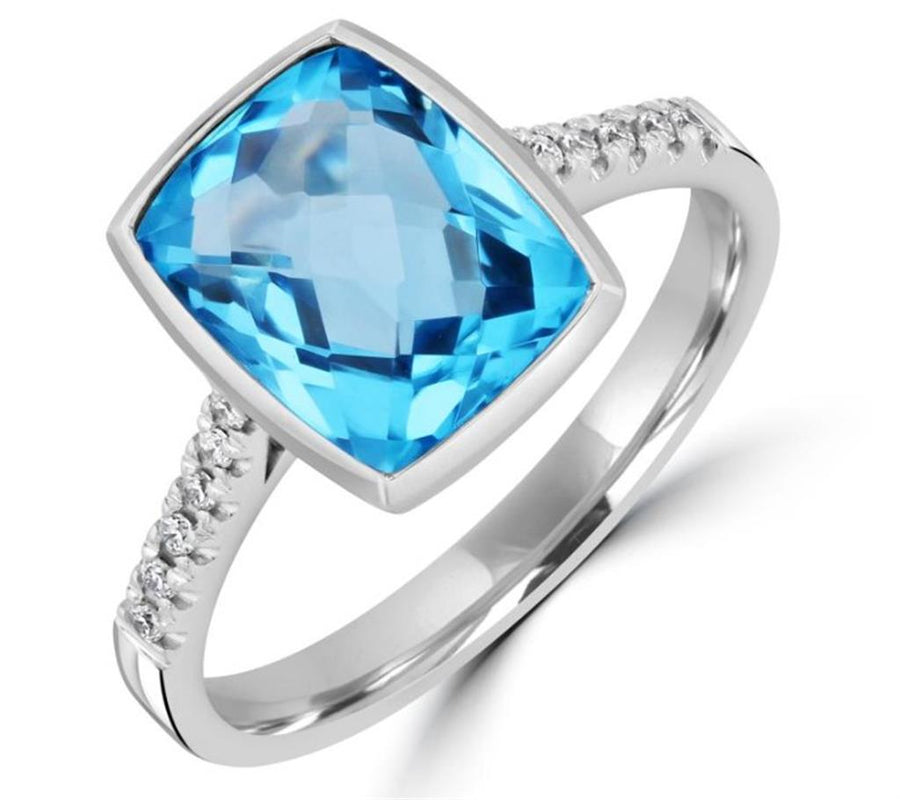 Blue Topaz 14 Karat White Fashion Ring