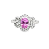Unheated Oval Pink Sapphire with Diamond Halo's