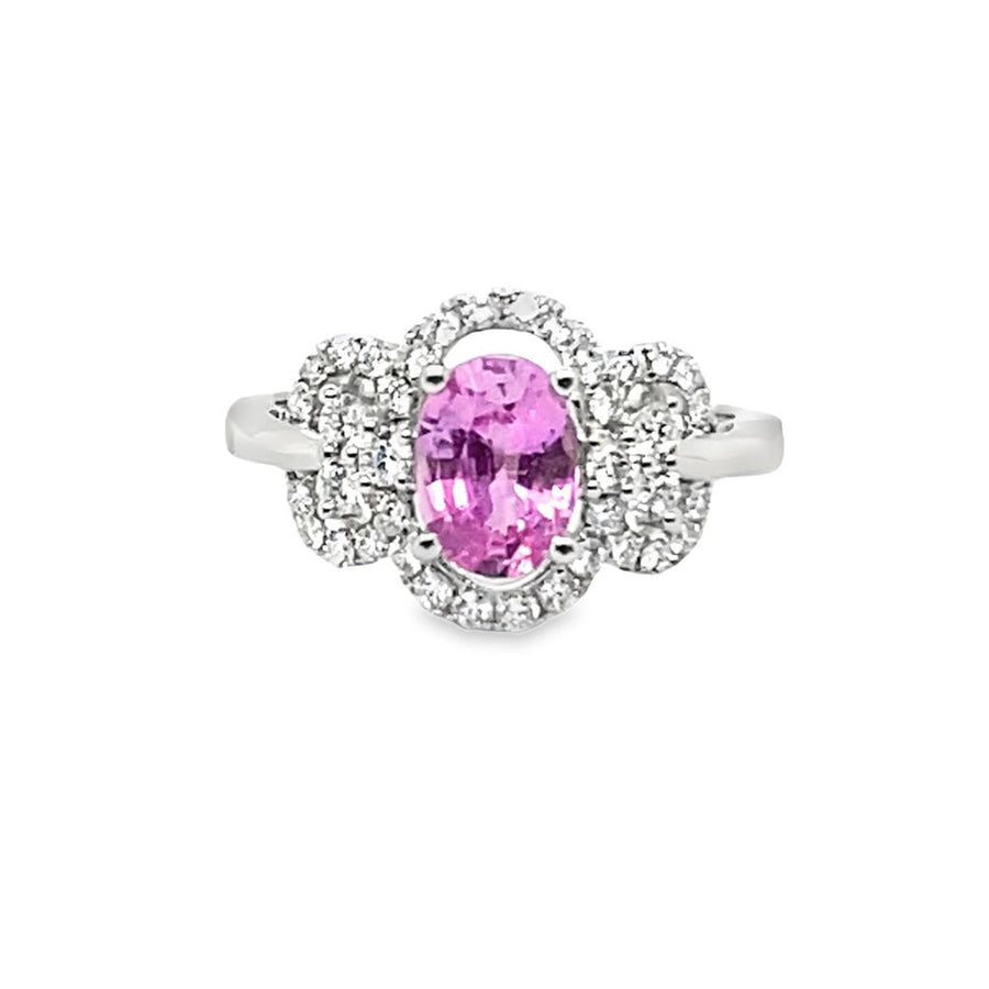 Unheated Oval Pink Sapphire with Diamond Halo's