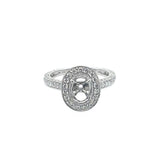 Lady's White 18 Karat Oval Halo Semi-Mount Ring