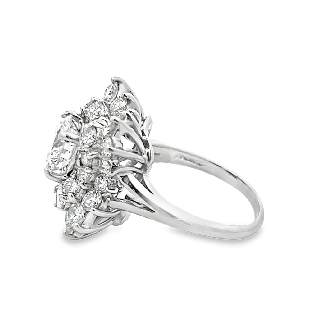 Estate Round Center Diamond Cluster Ring