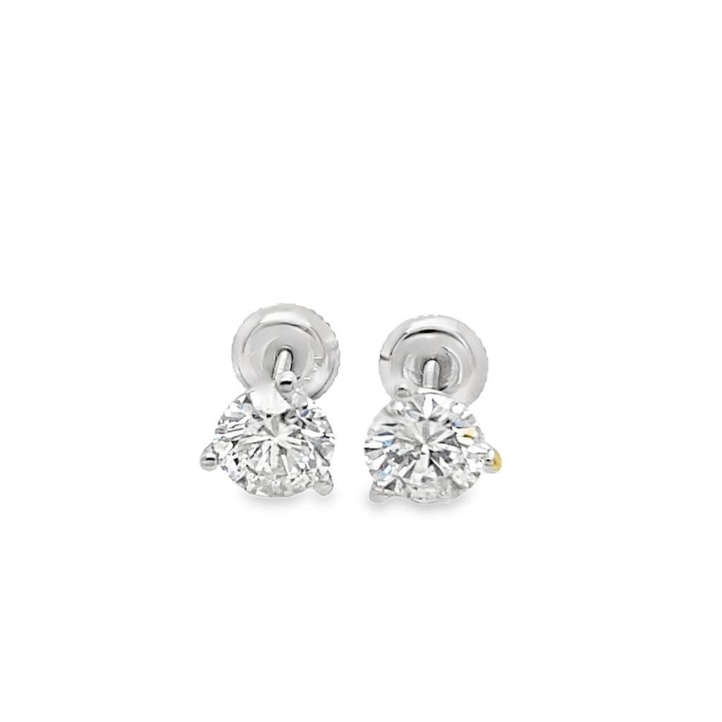 Estate Solitaire Diamond Stud Earrings