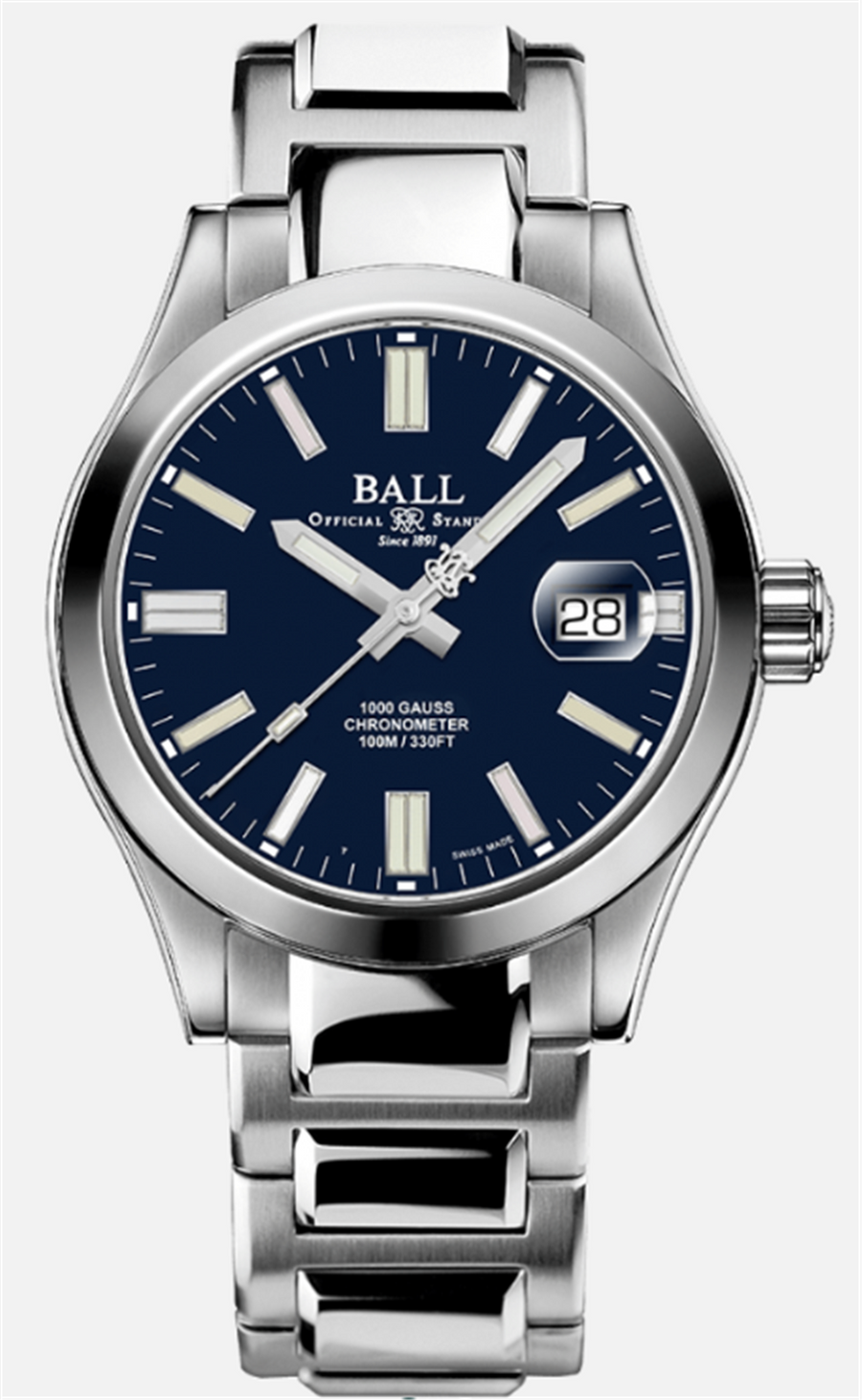 White 904L Stainless Steel 40mm Engineer III Legend II Watch with Blue Dial