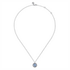 Gabriel & Co. Silver 925 Sterling Silver Swiss Blue Topaz Bujukan Round Shape Necklace With Pattern in size 17 5inch