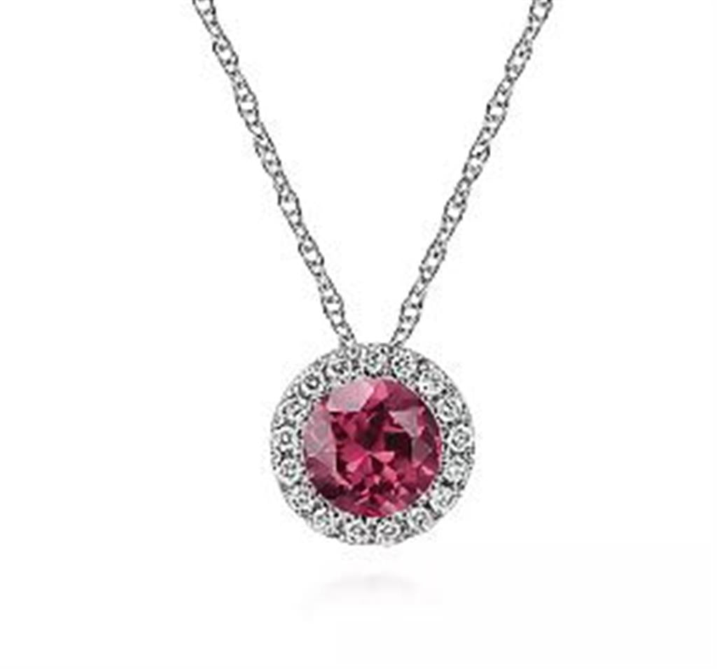 Gabriel & Co. Fashion 14K White Gold Diamond Halo Pendant Necklace