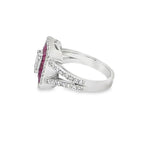 Mosaic Diamond and Ruby Halo Ring