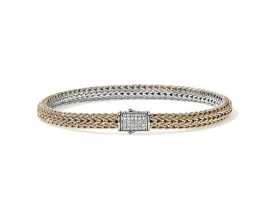 Two-Tone Sterling Silver/14 Karat 5Mm Icon Reversible Bracelet with Pu