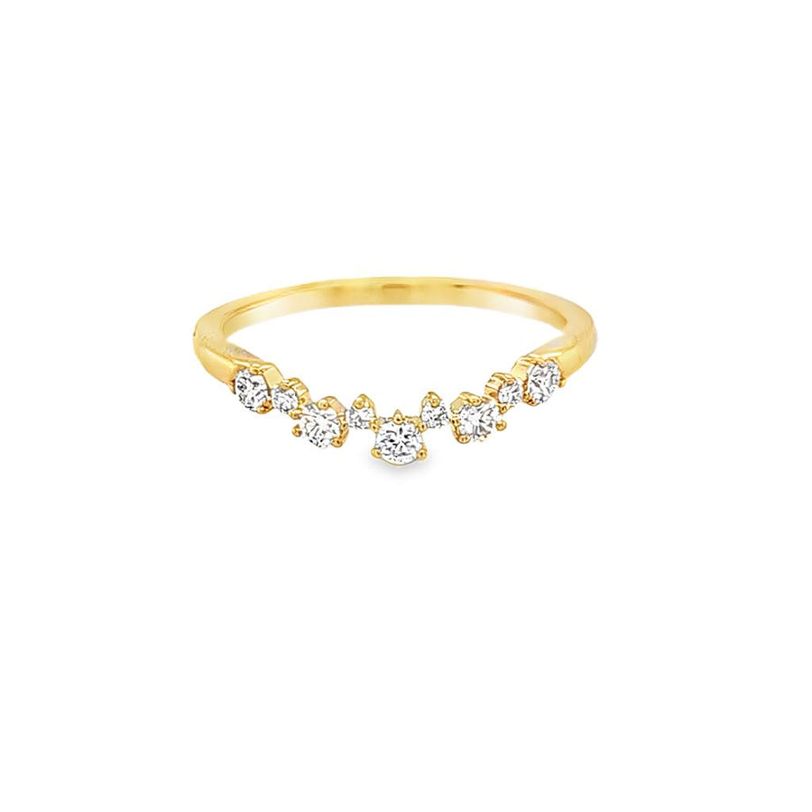 Lady's Yellow 14 Karat Scattered Curve Wedding/Anniversary Ring Size 6