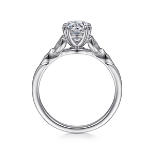 Gabriel & Co. Celia - Vintage Inspired Platinum Round Split Shank Diamond Engagement Ring Mounting